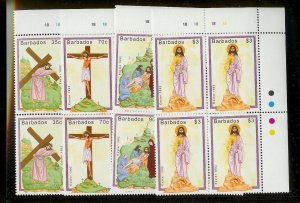 BARBADOS Sc#818-821 Complete Mint Never Hinged PLATE BLOCK Set