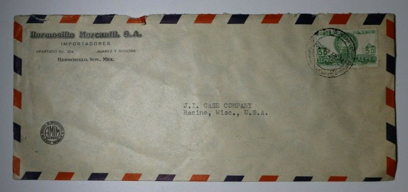 Mexico Commercial Airmail Cover Chase USA Hermosillo Mercantile SOC Dealer ScC71