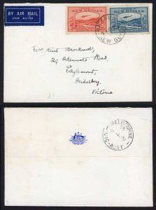 New Guinea 2d and 3d Air on Airmail cover to Victoria