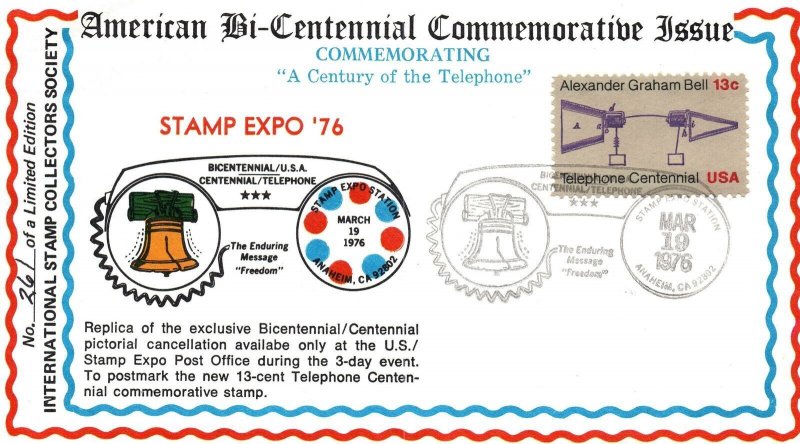 LIMITED EDITION CACHET COVER COMMEMORATING A CENTURY OF THE TELEPHONE EXPO '76