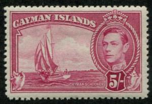 Cayman Islands SC# 110a SG# 125a Cayman Schooner 5sh Crimson/Carmin MH