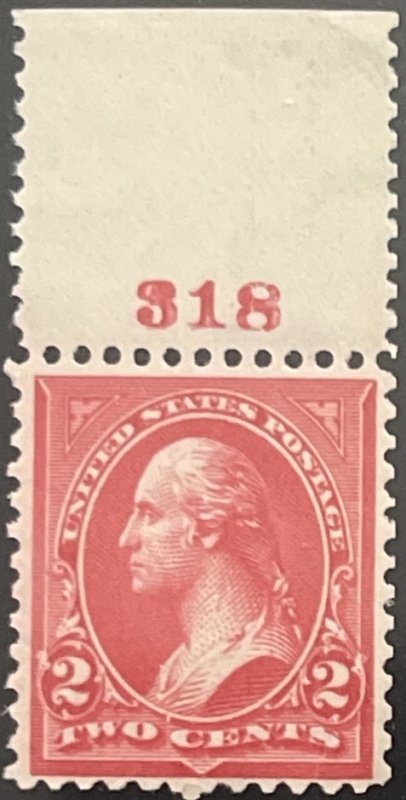 Scott #267 1895 2¢ Washington type III DL watermark MNH OG plate number single