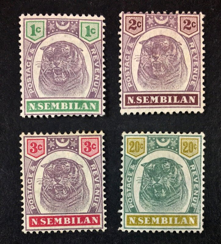 MOMEN: MALAYA NEGRI SEMBILAN SG #5-7,12 1895-9 MINT OG H £154 LOT #68409*