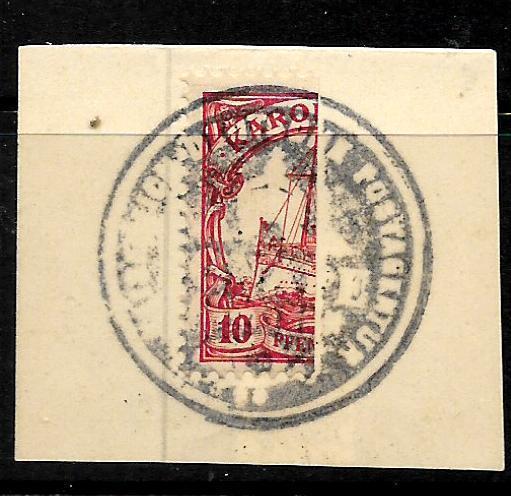 CAROLINE ISLANDS  1901  10pf   CARMINE BISECT ON PIECE   FU   SG 15a