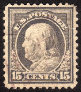 1917, US 15c, Franklin, Used, crease, Sc 514