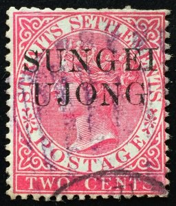 Malaya 1890 Narrow E Sungei Ujong opt Straits Settlements QV 2c Used SG#43da