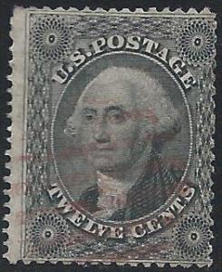 Scott 36 Light Red Grid Cancel, 1857 Issue (18-39)