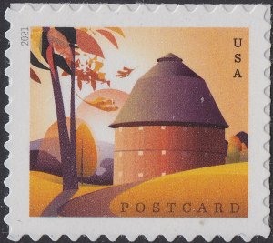 US 5546 Barns Round Fall postcard rate single (from sheet) MNH 2021 Mint