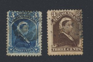 2x Newfoundland  Victoria Used F Stamps; #34-3c #51-3c. Guide Value = $53.00