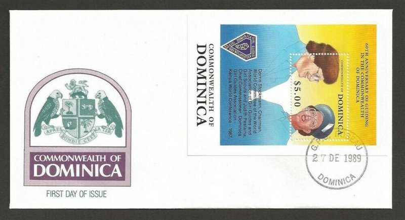 1989 Scouts Dominica Girl Guides 60th anniv SS FDC