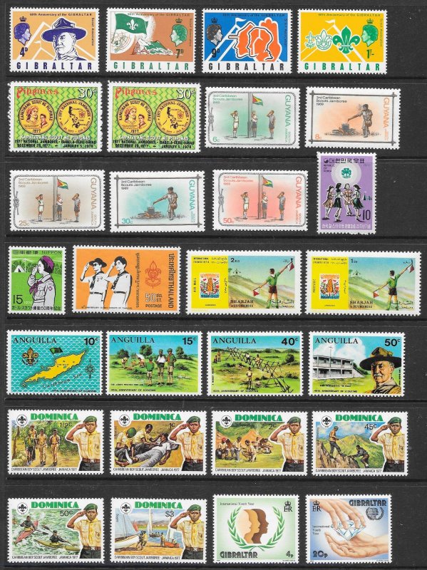 WORLDWIDE Scouting Collection (245) All Mint Never Hinged Sets & Singles