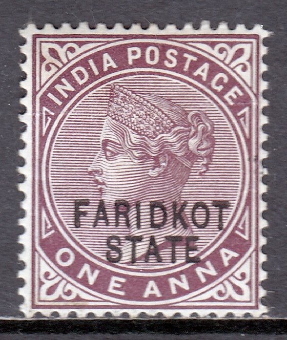 India (Faridkot) - Scott #5 - MH - Pencil & dark brown spot/rev. - SCV $2.25