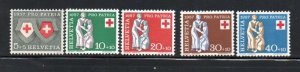 Switzerland Sc B262-66 1957 Pro Patria Red Cross stamp set mint NH