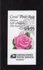 BK242b(#3052) Coral Pink Rose, MNH booklet/15