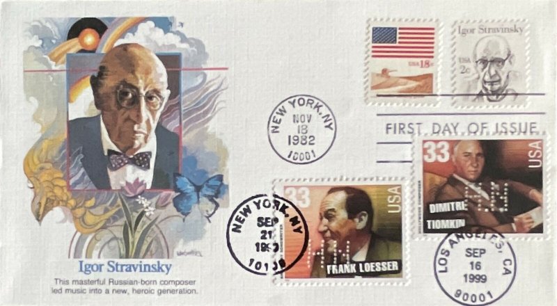 HNLP Hideaki Nakano 1845 Igor Stravinsky With Composer Songwriter 3 X FDCs