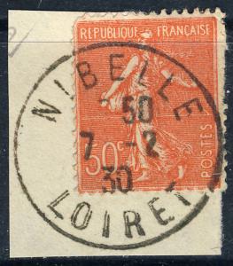 FRANCE - 1930 - CàD  NIBELLE / LOIRET  sur Yv.199 50c semeuse /fragment - TB