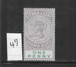 SIERRA LEONE #47 1897 1P (LILAC/GREEN) - MINT HINGED