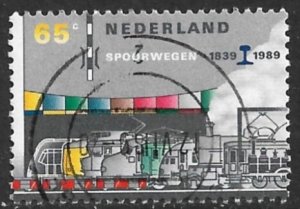 NETHERLANDS 1989 65c Dutch Railways Anniversary Issue Sc 747 VFU