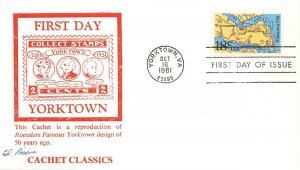 1937 18c YORKTOWN - Cachet Classics cachet