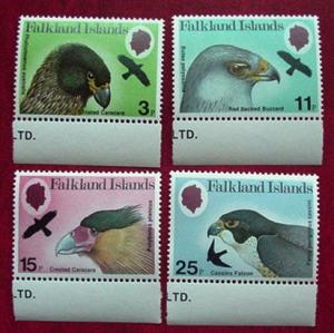 Falkland Islands 306-309 Raptors, ERROR watermarks, MNH, VF