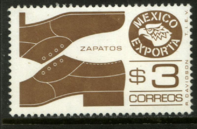 MEXICO Exporta 1171, $3P Shoes, Light Brown Wmkd Paper 2 MINT, NH. VF.