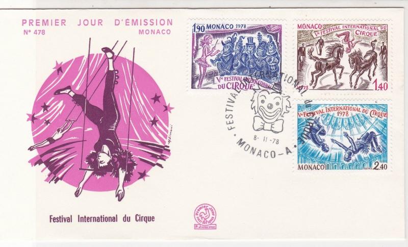 Monaco 1978 International Circus Festival Clown Cancel FDC Stamps Cover Ref26439