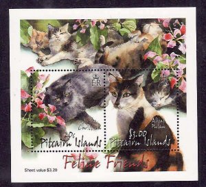 Pitcairn Is.-Sc#560a- id12-unused NH sheet-Animals-Cats-2002-