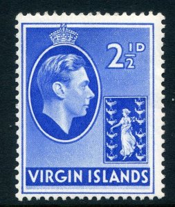 VIRGIN ISLANDS;  1938 early GVI issue fine Mint hinged value 2.5d.