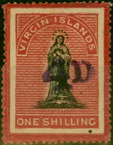 Virgin Islands 1888 4d on 1s Black & Rose-Carmine SG42 Fine MM-Variant 15