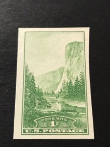 1935 1c Yosemite, Imperforate Single Stamp issued without gum Scott 756 Mint NH