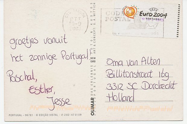 Postcard / ATM stamp Portugal 2003 Football - European Championships - Euro 2004