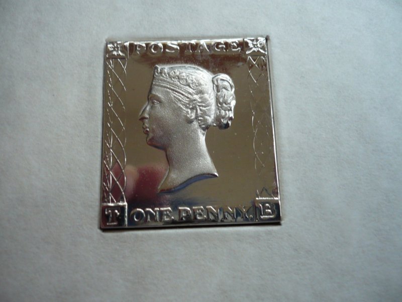 Stamps - Great Britain - Scott# 33 - A Fine Stamp with Silver Reproduction