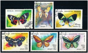 Malagasy Republic #1080-1085 Short Set of 6 Butterflies CTO