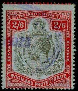 NYASALAND PROTECTORATE SG94, 2s 6d black & red/blue, USED. Cat £24.