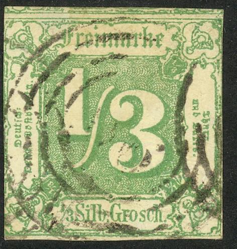 GERMAN STATES / THURN AND TAXIS 1862-63 1/3sgr Imperf. Sc 16 VFU