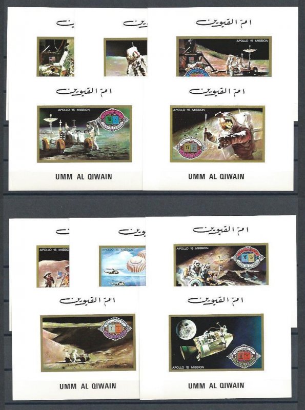 1972 Umm al Qiwain - Michel 563/572 APOLLO 15 LUXURY SHEETS 10 values MNH / **