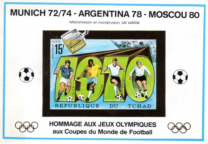 Chad 1980 Football World Cup 78/Moscow Olympics Gold S/S IMPERFORATED .MNH
