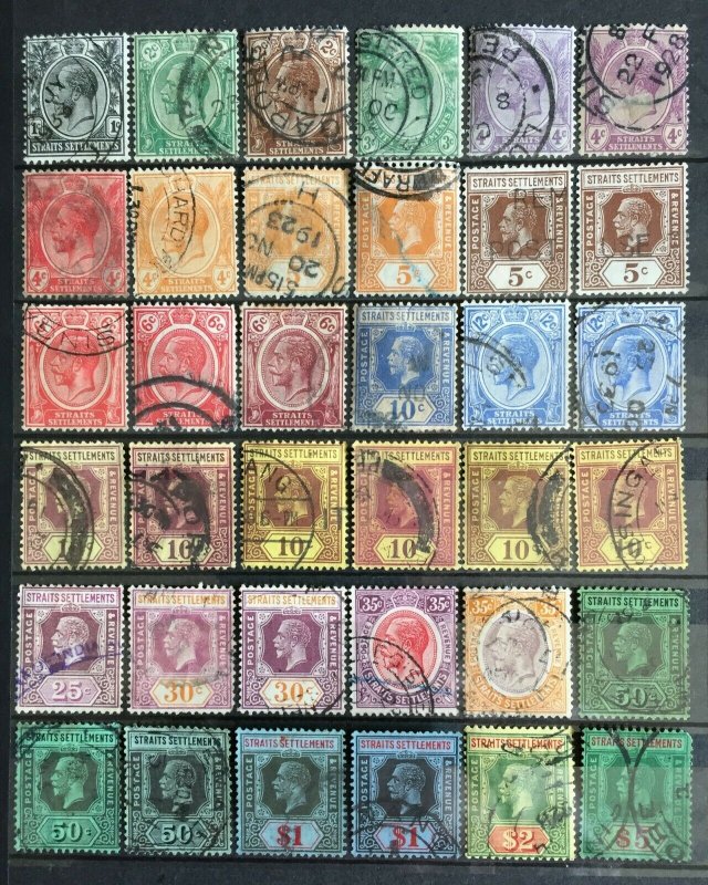 Malaya Singapore 1921-33 Straits Settlements KGV 36V USED MSCA SG#218-241 M2503