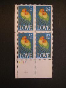 Scott 2537, 52c Love Birds, PB4 #A111 LL, MNH Beauty