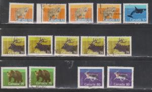 CANADA Wild Animal Stamps - Linx, Killer Whale, Wapiti, Grizzley Bear & Caribou