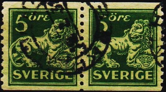 Sweden. 1920 5ore(Coil Pair) S.G.96Bb Fine Used