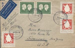 cover, Dortmund  to Secaucus NJ, w/Sc. 722x2, 724x3 (1954)