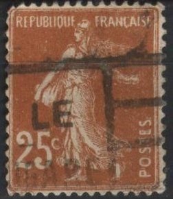 France 169 (used) 25c sower, lt brown (1927)