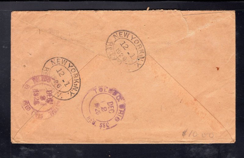 Trinidad 1926 Registered to Toledo franked 2p & 3p Britannia, Scott 24-25