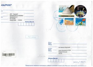 Kazakhstan 2020 Registered Cover to Poland Stamps Space Astronauts Olympics Spor