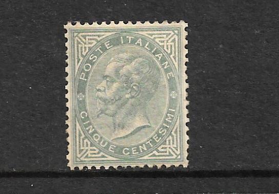 ITALY 1863-77  5c SLATE GREEN   MLH Sc 26 SG 10