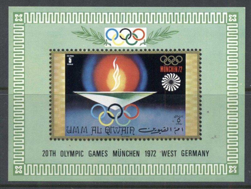 Umm al Qiwain 1972 Summer Olympics Munich, Olympic Flame MS (Mi#Blk33) MUH