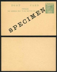 Perak Postcard opt SPECIMEN (Large type) 