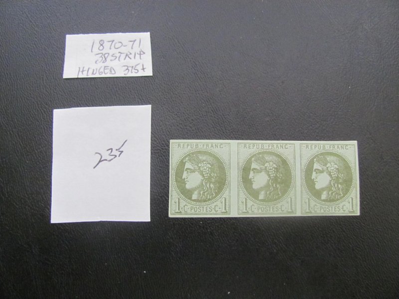 FRANCE 1870-71 MINT HINGED SC 38 STRIP VF $375++ (235) NEW COLLECTION