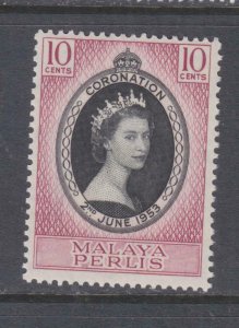 PERLIS, MALAYSIA, 1953 Coronation 10c., mnh.